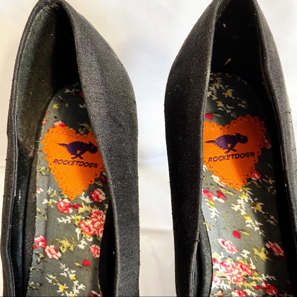 ROCKET DOG black wrap toe detail shantung fabric 4” heel pump shoe 8 1/2 - Picture 4 of 8